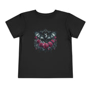 Toddler Halloween Bat Tee, Cute Toddler T-Shirt, Kids Halloween Apparel, Spooky Party Outfit, Bat and Roses Design