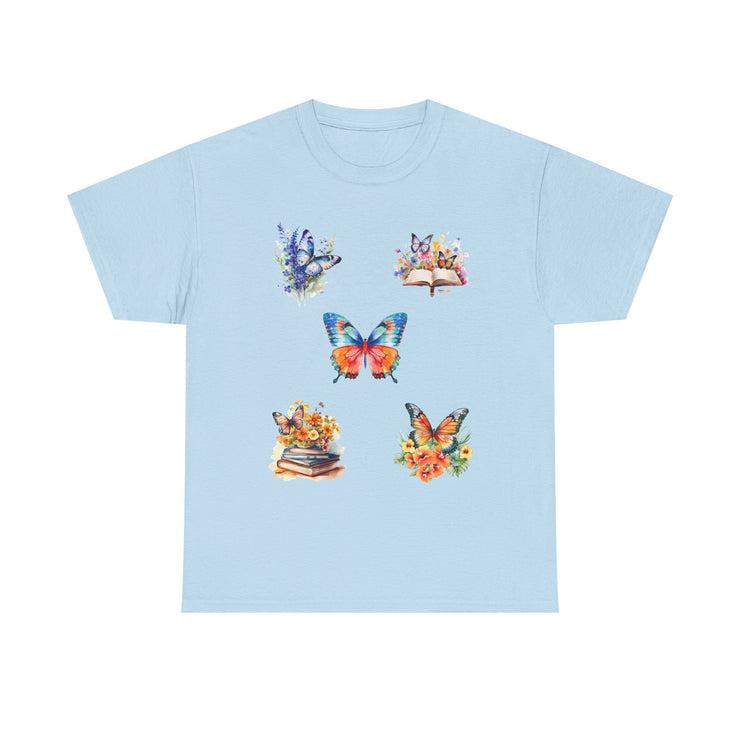 Butterfly Blossom Unisex Cotton Tee, Vibrant Nature Shirt, Gift for Nature Lovers, Spring Fashion Top, Garden Party Tee