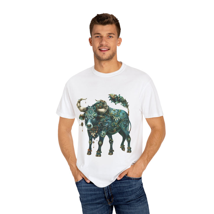Bohemian Bull T-Shirt, Artistic Graphic Tee, Unisex Shirt for Cow Lovers, Gift for Occasions, Casual Wear, Eco-Friendly Style