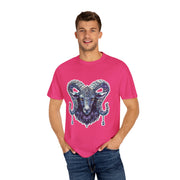 Mystical Ram Graphic Unisex T-shirt, Boho Tee, Astrology Shirt, Spiritual Gift, Festival Wear, Unique Graphic Tee