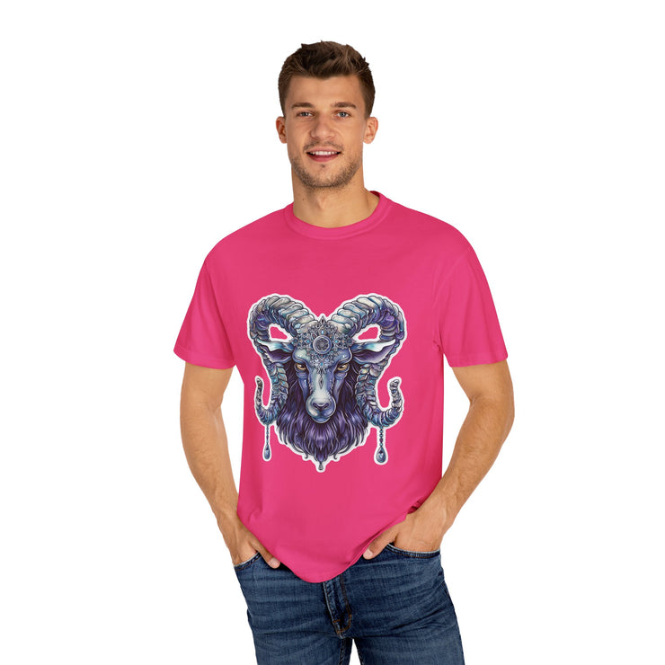 Mystical Ram Graphic Unisex T-shirt, Boho Tee, Astrology Shirt, Spiritual Gift, Festival Wear, Unique Graphic Tee