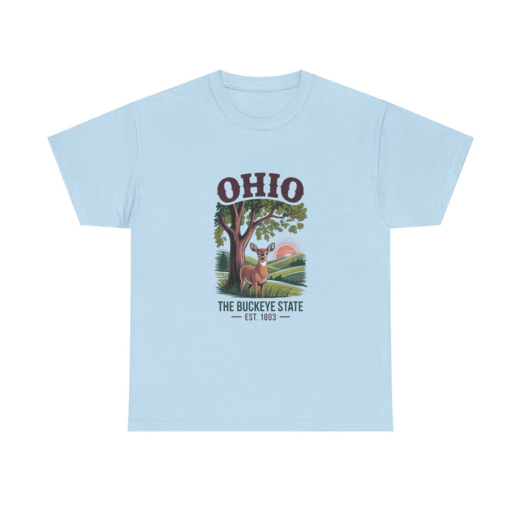 Ohio Vintage Graphic Tee, Unisex Cotton Shirt, Buckeye State Gift, Nature Lover Tee, Casual Wear, Ohio Pride Clothing, USA States Design