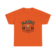 Maine Adventure Tee, Unisex Heavy Cotton T-Shirt, Casual Wear, Nature Lover Gift, Vacation Souvenir, Summer Outfit, USA States Design