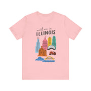 Illinois Graphic Tee | Unisex Short Sleeve T-Shirt, Illinois Souvenir Shirt, Travel Gift, Casual Wear, USA States Design