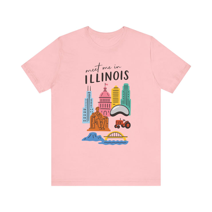 Illinois Graphic Tee | Unisex Short Sleeve T-Shirt, Illinois Souvenir Shirt, Travel Gift, Casual Wear, USA States Design