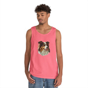 Dog Lover's Unisex Heavy Cotton Tank Top - Cute Pet Art, Custom Gift for Dog Owners, Summer Casual Wear, Animal Lover Apparel
