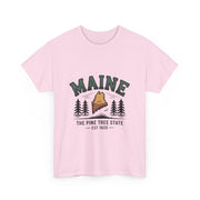 Maine Adventure Tee, Unisex Heavy Cotton T-Shirt, Casual Wear, Nature Lover Gift, Vacation Souvenir, Summer Outfit, USA States Design