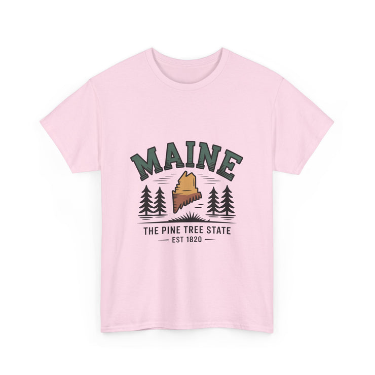 Maine Adventure Tee, Unisex Heavy Cotton T-Shirt, Casual Wear, Nature Lover Gift, Vacation Souvenir, Summer Outfit, USA States Design