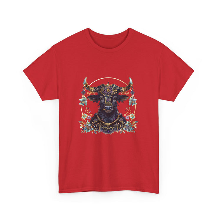 Boho Bull Graphic Tee | Unisex Heavy Cotton T-Shirt | Festival Wear, Gift for Nature Lovers, Casual Outfit, Animal Art