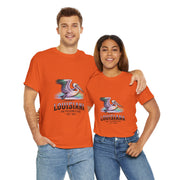 Louisiana Pelican Unisex Heavy Cotton Tee, Coastal Vibes Shirt, Gift for Louisiana Lovers, Casual Wear, Beach Trip T-Shirt, USA States Design