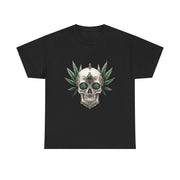 Skull & Greenery Unisex Heavy Cotton Tee - Edgy Graphic Shirt for Casual Wear, Festival Clothing, Gift for Him/Her, Summer Vibes.