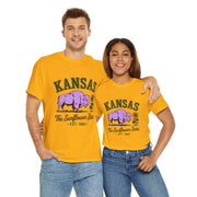 Kansas Sunflower State Tee, Unisex Heavy Cotton T-Shirt, Gift for Kansas Lovers, Cute State Pride Shirt, Fun Souvenir, Everyday Wear