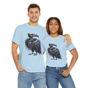 Gothic Vulture Tee, Unisex Heavy Cotton T-Shirt, Edgy Graphic Shirt for Music Lovers, Halloween T-Shirt, Alternative Fashion