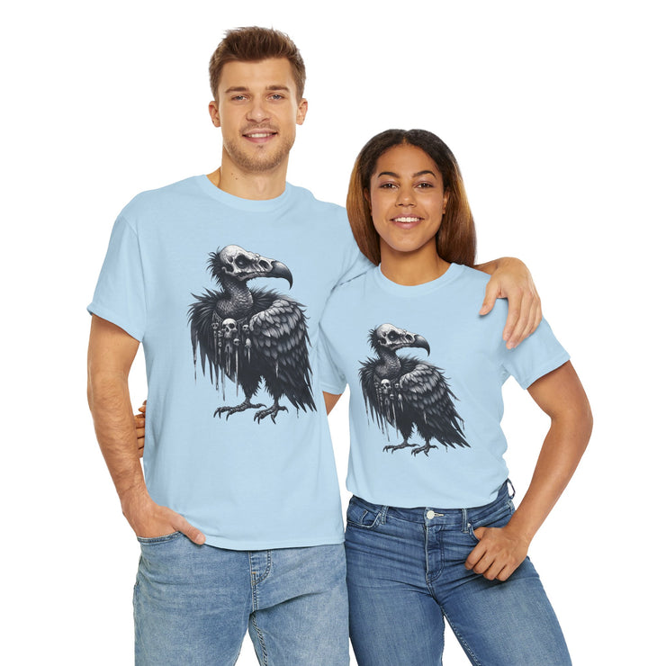 Gothic Vulture Tee, Unisex Heavy Cotton T-Shirt, Edgy Graphic Shirt for Music Lovers, Halloween T-Shirt, Alternative Fashion