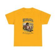 Nebraska Heritage Unisex Heavy Cotton Tee, Vintage State Shirt, Nebraska Flag Apparel, Midwest Pride T-Shirt, Cowpoke Style Tee, USA States Design