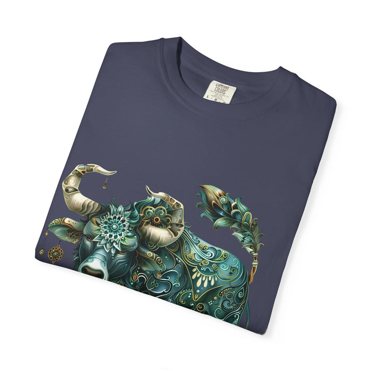Bohemian Bull T-Shirt, Artistic Graphic Tee, Unisex Shirt for Cow Lovers, Gift for Occasions, Casual Wear, Eco-Friendly Style