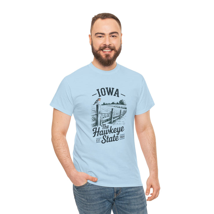 Iowa The Hawkeye State T-Shirt, Vintage Style Tee, Unisex Cotton Shirt, Iowa Pride Gift, USA States Design