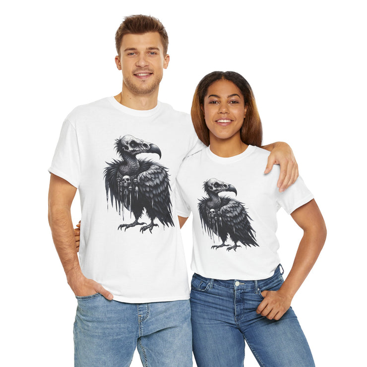 Gothic Vulture Tee, Unisex Heavy Cotton T-Shirt, Edgy Graphic Shirt for Music Lovers, Halloween T-Shirt, Alternative Fashion