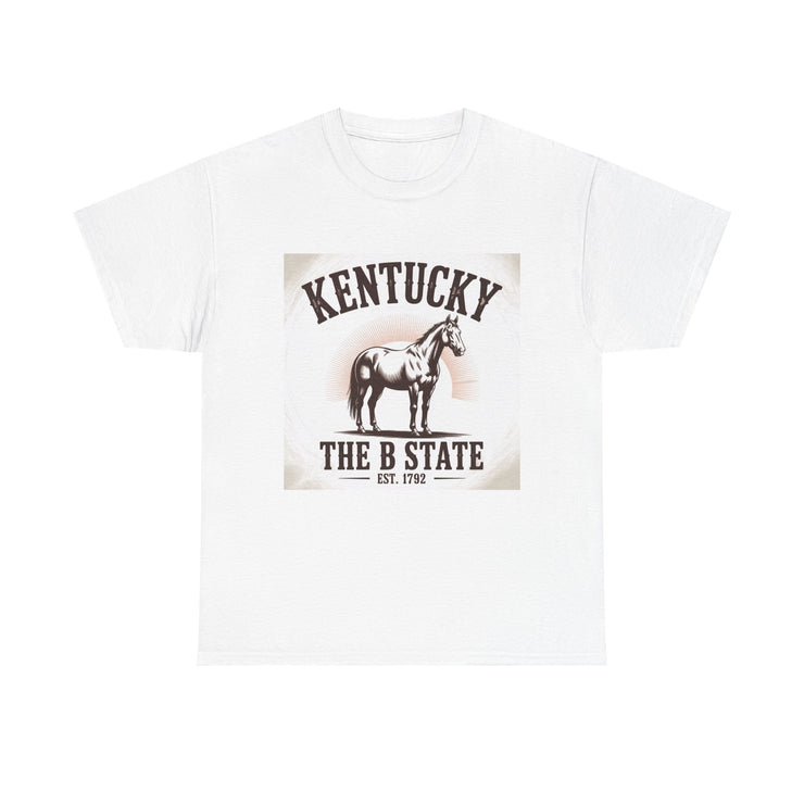 Kentucky Heritage Unisex Heavy Cotton Tee, Vintage Graphic Shirt, Horse Lover Gift, Authentic State Pride Apparel, Casual Everyday Wear, USA States Design