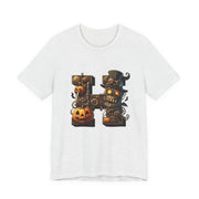 Halloween Themed Unisex Tee, Pumpkin Shirt, October Fest T-Shirt, Scary Skull Top, Spooky Shirt, Ghoulish Fashion