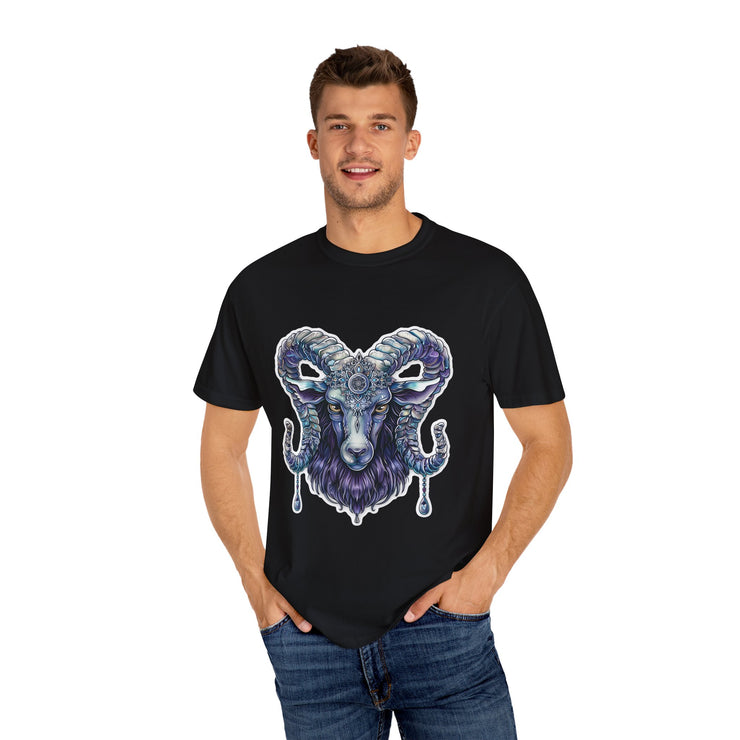 Mystical Ram Graphic Unisex T-shirt, Boho Tee, Astrology Shirt, Spiritual Gift, Festival Wear, Unique Graphic Tee