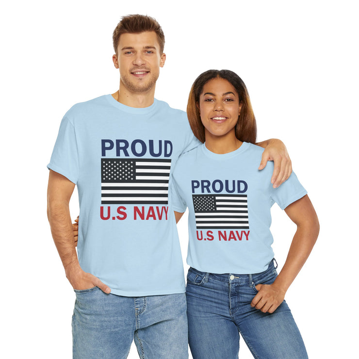 Proud U.S. Navy Unisex Heavy Cotton Tee, Veteran Gifts, Military Apparel, Patriotic Shirt, Independence Day, Memorial Day