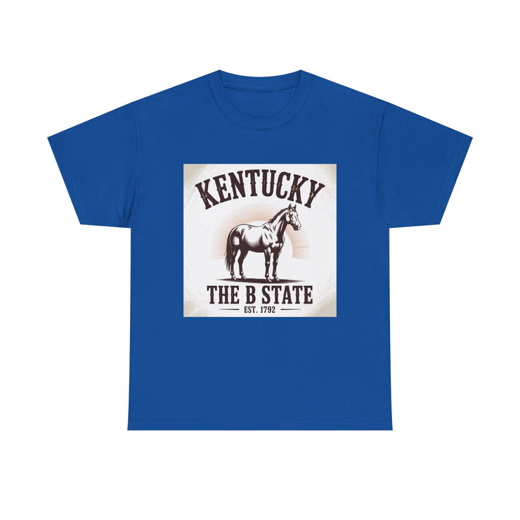 Kentucky Heritage Unisex Heavy Cotton Tee, Vintage Graphic Shirt, Horse Lover Gift, Authentic State Pride Apparel, Casual Everyday Wear, USA States Design