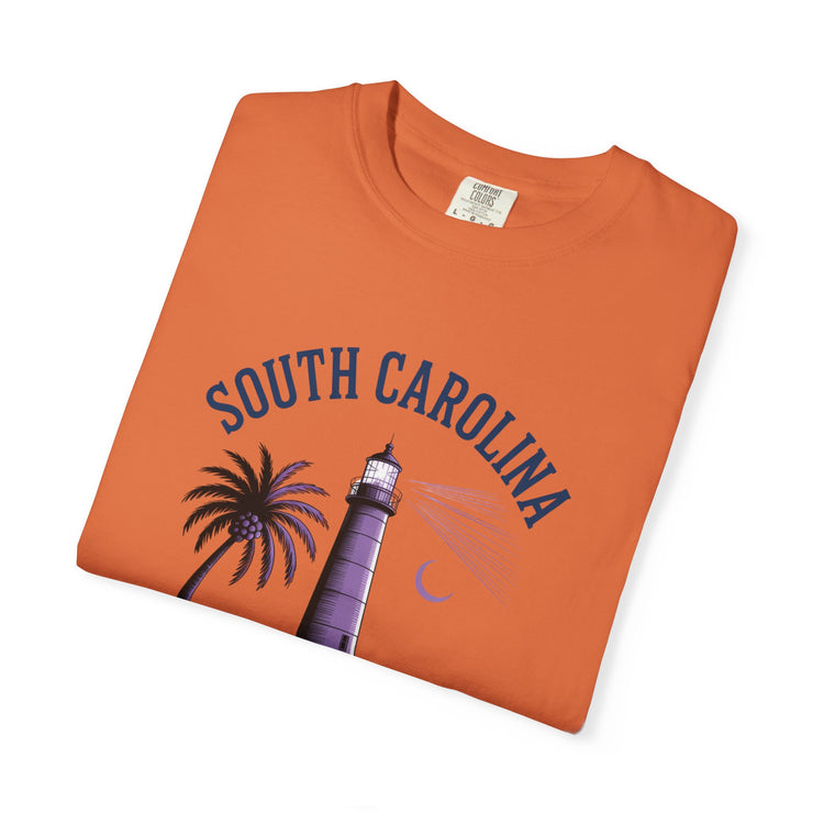 South Carolina Lighthouse T-Shirt, Unisex Garment-Dyed Tee, Coastal Vibes Shirt, Summer Travel Apparel, USA States Design