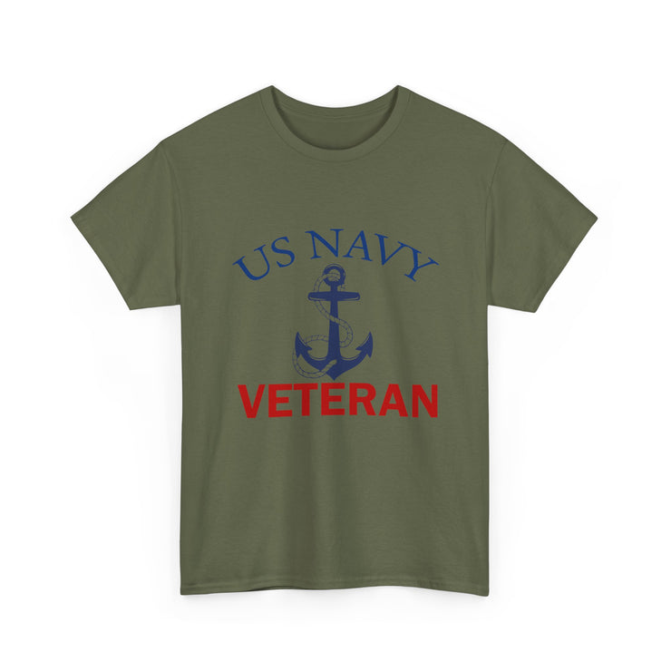 US Navy Veteran Unisex Heavy Cotton Tee, Military Pride Shirt, Veteran Gift, Casual Wear, Patriotic Apparel, Anchor Design T-Shirt