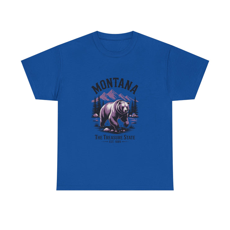 Montana Bear Graphic Tee | Unisex Heavy Cotton Tee, Adventure Shirt, Nature Lover Gift, Hiking Apparel, Travel Tee, Wilderness Wear, USA States Design