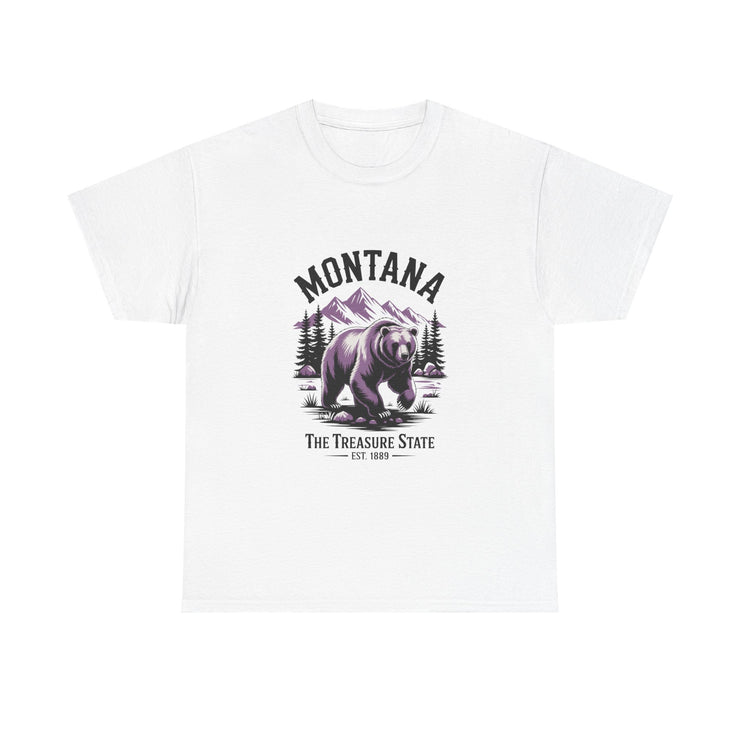 Montana Bear Graphic Tee | Unisex Heavy Cotton Tee, Adventure Shirt, Nature Lover Gift, Hiking Apparel, Travel Tee, Wilderness Wear, USA States Design