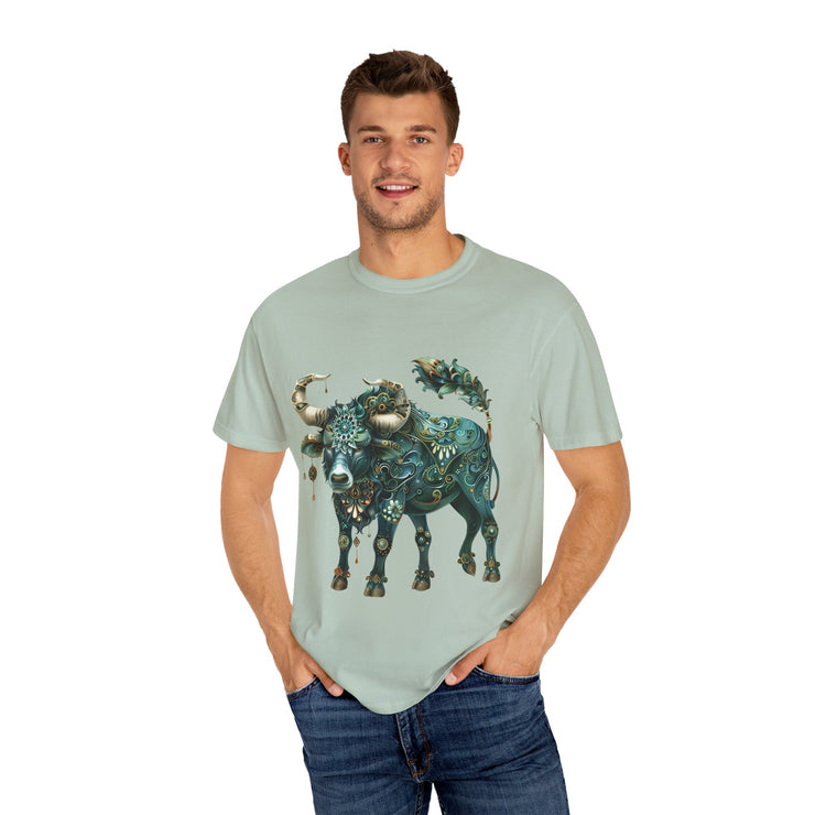 Bohemian Bull T-Shirt, Artistic Graphic Tee, Unisex Shirt for Cow Lovers, Gift for Occasions, Casual Wear, Eco-Friendly Style