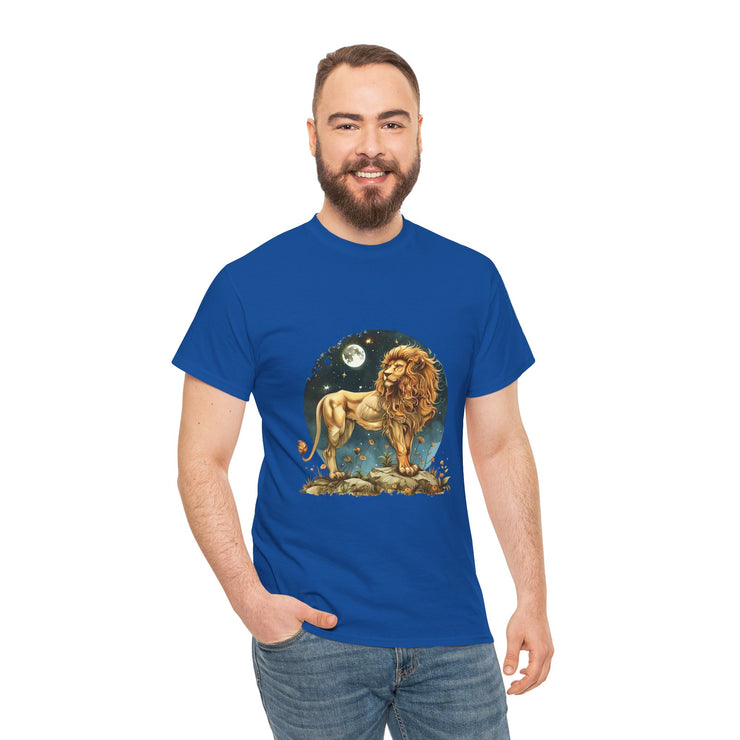 Majestic Lion Tee, Unisex Heavy Cotton Tee, Astrology T-Shirt, Animal Lover Gift, Birthday Present, Casual Style