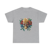 Floral Skull Tee - Unisex Heavy Cotton | Boho Style Shirt, Festival Wear, Gothic Aesthetic, Unique Gift, Casual Everyday Top