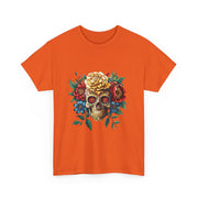 Floral Skull Tee - Unisex Heavy Cotton | Boho Style Shirt, Festival Wear, Gothic Aesthetic, Unique Gift, Casual Everyday Top