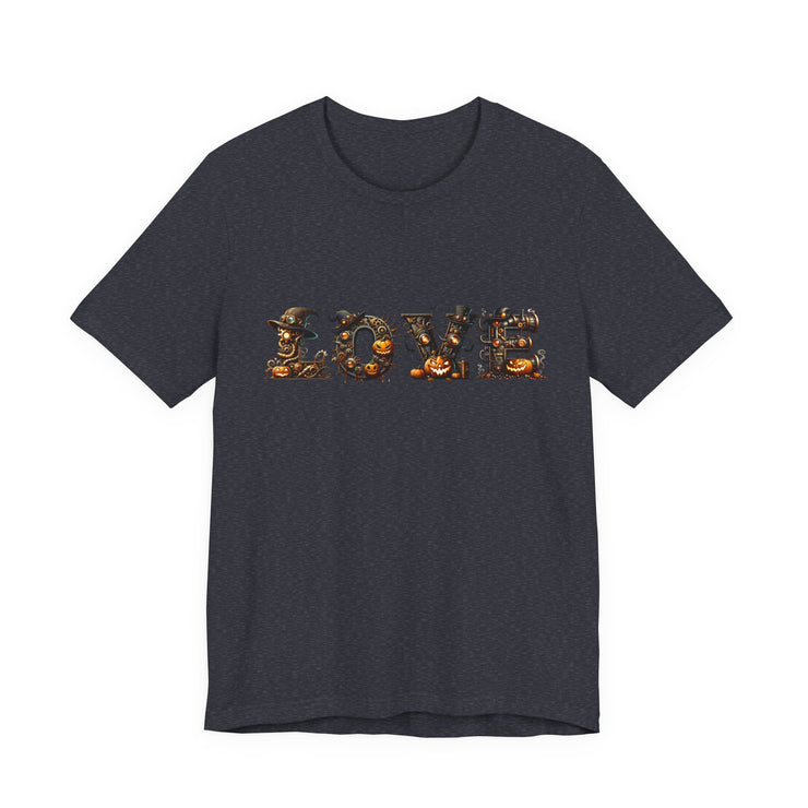 Love Typography Unisex Tee, Casual Love Shirt, Gift for Her, Heartfelt Tee, Valentine's Day Gift, Halloween Design
