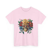 Floral Skull Tee - Unisex Heavy Cotton | Boho Style Shirt, Festival Wear, Gothic Aesthetic, Unique Gift, Casual Everyday Top