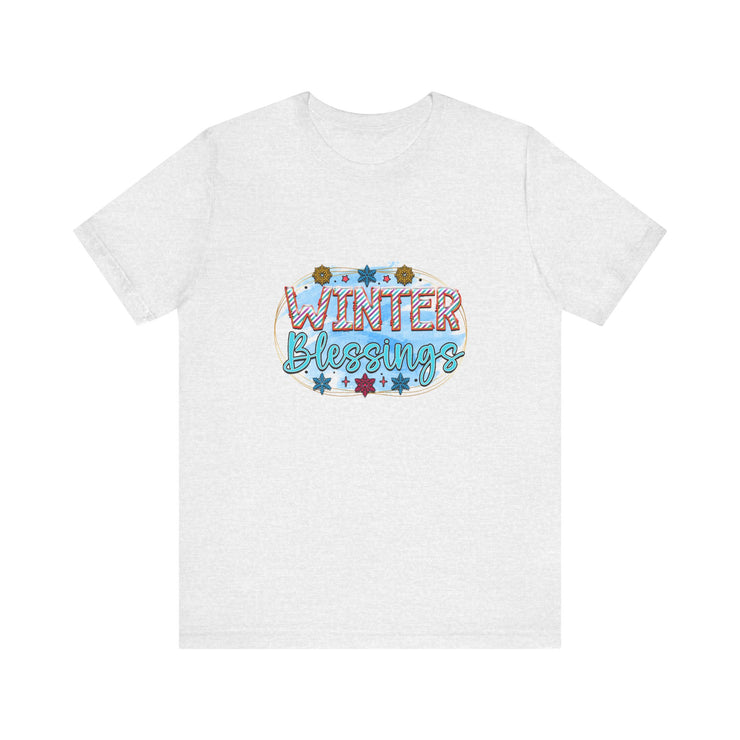 Winter Blessings Unisex Jersey Tee, Cozy Winter T-shirt, Holiday Gift, Seasonal Apparel, Comfortable Casual Wear