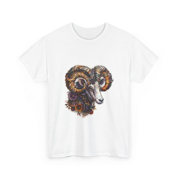 Bohemian Ram Graphic Tee, Casual Apparel, Gift for Animal Lovers, Festival Wear, Unisex T-Shirt, Nature-Inspired Clothing