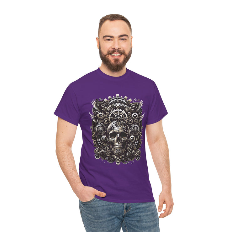Gothic Skull Tee - Unisex Heavy Cotton T-Shirt, Unique Graphic Shirt, Casual Wear, Edgy Fashion, Gift for Him/Her, Halloween Style