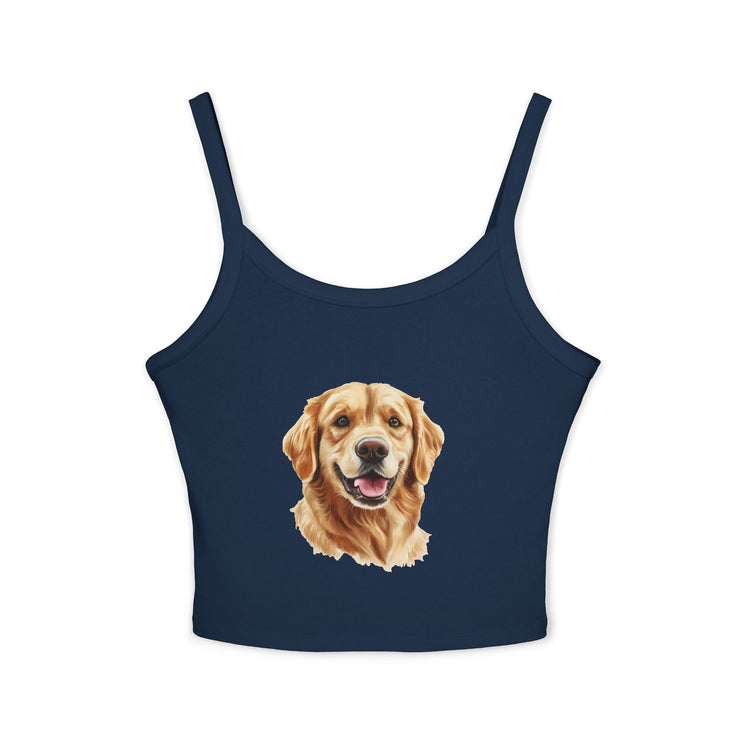 Golden Retriever Dog Lover's Spaghetti Strap Tank Top, Cute Pet Apparel, Gift for Dog Moms, Summer Top, Animal Lover Shirt