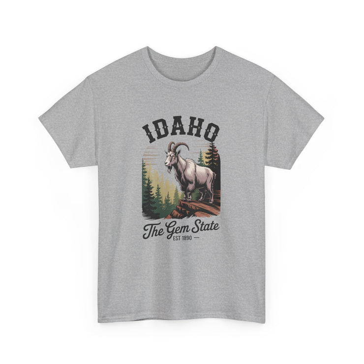 Idaho Gem State Tee, Unisex Heavy Cotton Shirt, Vintage Idaho Style T-Shirt, Nature Lover Apparel, Gift for Idaho Residents, USA States Design