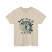 Massachusetts Vintage Unisex Heavy Cotton Tee, Rustic State T-Shirt, Travel Souvenir, Casual Wear, Gift for Locals and Tourists