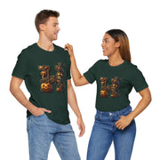 Halloween Themed Unisex Tee, Pumpkin Shirt, October Fest T-Shirt, Scary Skull Top, Spooky Shirt, Ghoulish Fashion