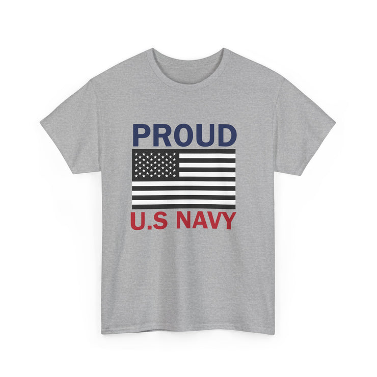 Proud U.S. Navy Unisex Heavy Cotton Tee, Veteran Gifts, Military Apparel, Patriotic Shirt, Independence Day, Memorial Day