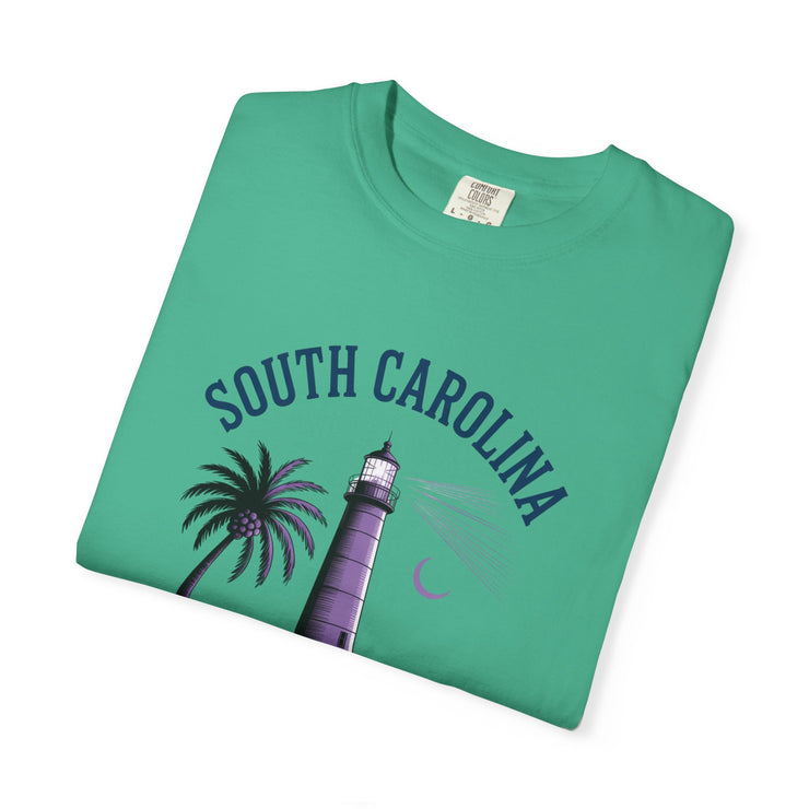 South Carolina Lighthouse T-Shirt, Unisex Garment-Dyed Tee, Coastal Vibes Shirt, Summer Travel Apparel, USA States Design