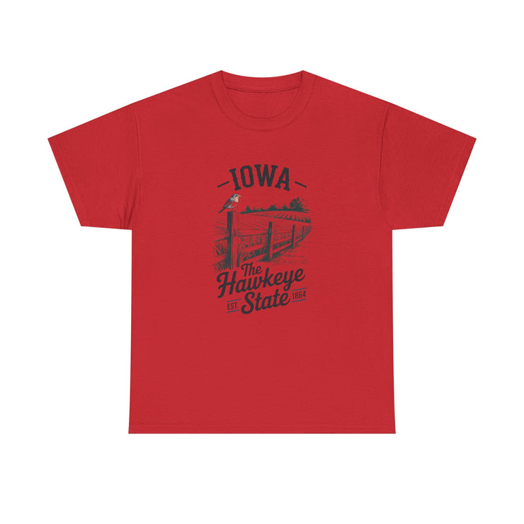 Iowa The Hawkeye State T-Shirt, Vintage Style Tee, Unisex Cotton Shirt, Iowa Pride Gift, USA States Design