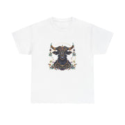 Boho Bull Graphic Tee | Unisex Heavy Cotton T-Shirt | Festival Wear, Gift for Nature Lovers, Casual Outfit, Animal Art
