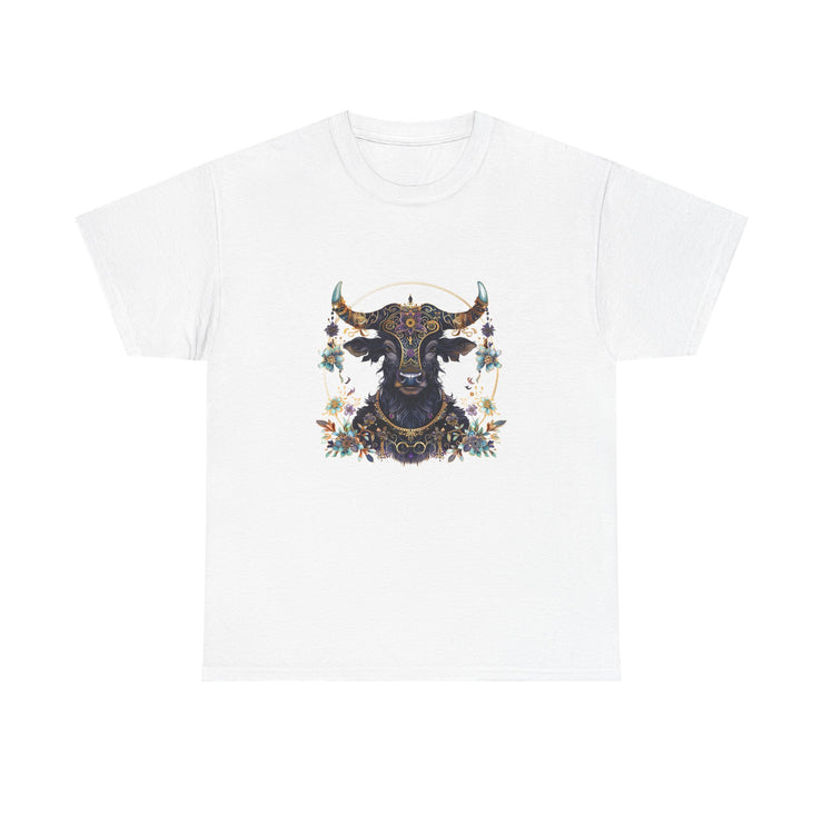 Boho Bull Graphic Tee | Unisex Heavy Cotton T-Shirt | Festival Wear, Gift for Nature Lovers, Casual Outfit, Animal Art