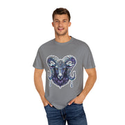 Mystical Ram Graphic Unisex T-shirt, Boho Tee, Astrology Shirt, Spiritual Gift, Festival Wear, Unique Graphic Tee
